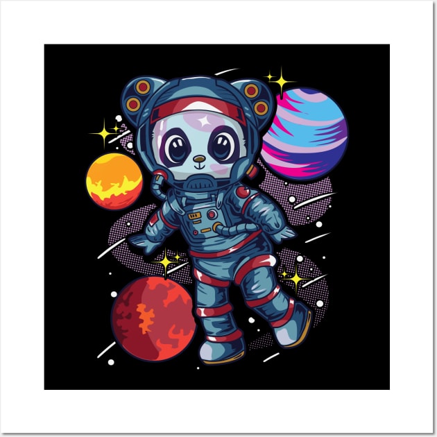 Astronaut Panda Bear In Space Wall Art by E